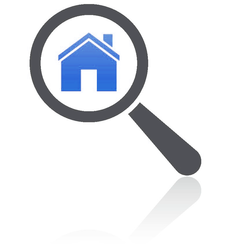 Magnifying glass with house icon - Kansas