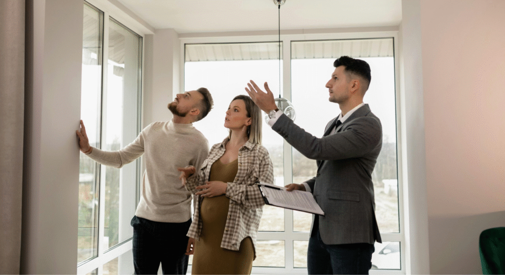 Man and woman consulting with a home buying specialist in Kansas
