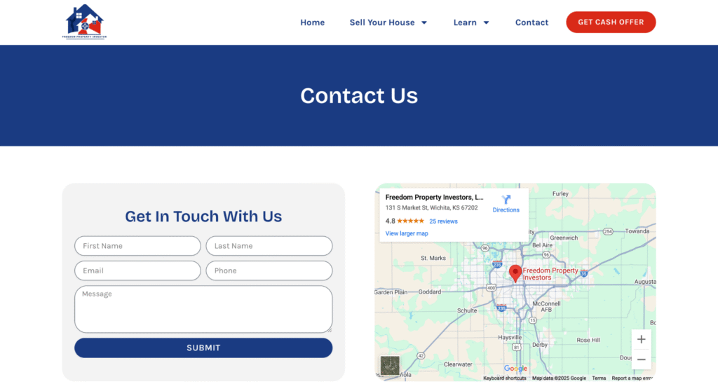 Contact us page on Freedom Property Investors